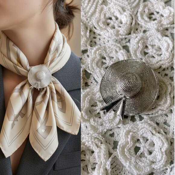 Vintage Michele Lynn Straw Sun Scarf Clip - Picture 1 of 10